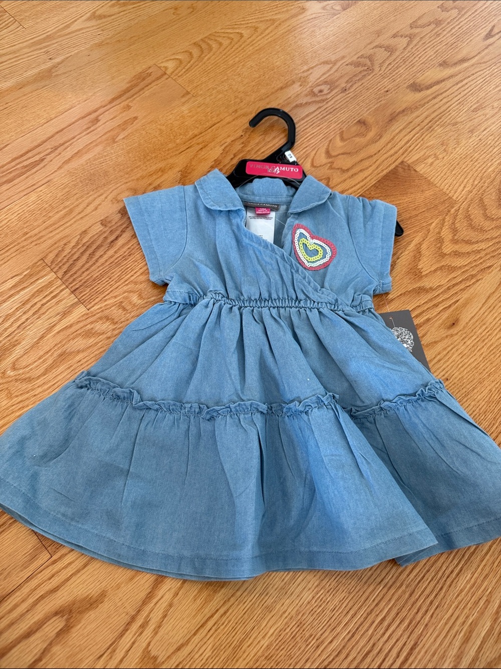 Vince Camuto Blue Denim-Look Dress with Heart Patch